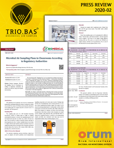 MICROBIAL AIR SAMPLING PLANS IN CLEANROOMS ACCORDING TO REGULATORY AUTHORITIES   1 FEBRUARY 2020 
